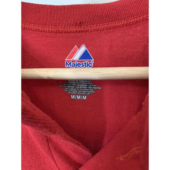 Majestic St. Louis Cardinals Henley Sleeveless Shirt MLB Baseball Red Sz M No 13 - Picture 2 of 5